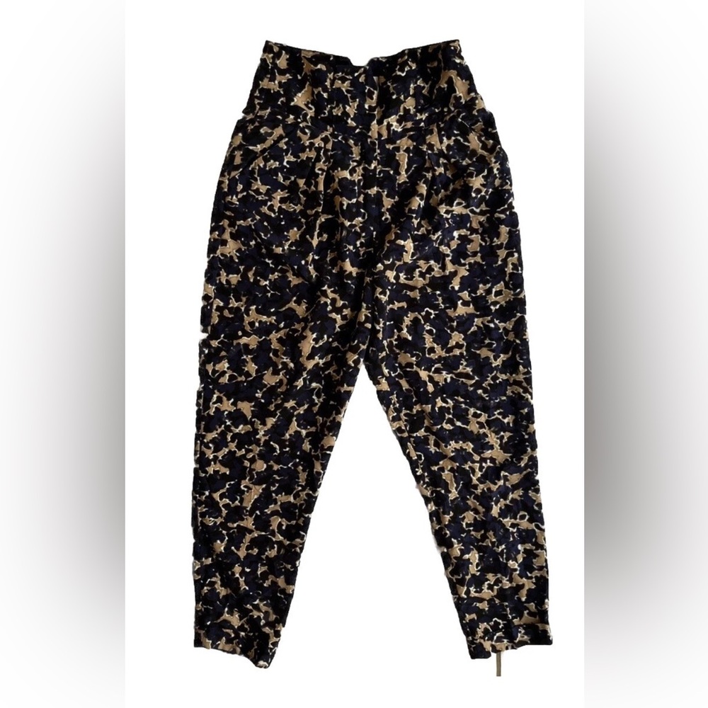 BCBG Generation High Rise Print Printed Blue Tan Pants 6
